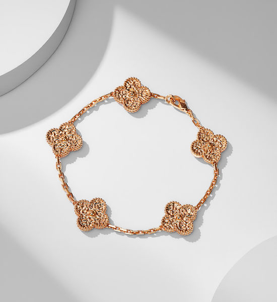 Van Cleef & Arpels VCA Gold Plated Five Flower Bracelet