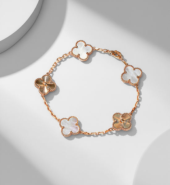 Van Cleef & Arpels VCA White Mother of Pearl Clover Bracelet