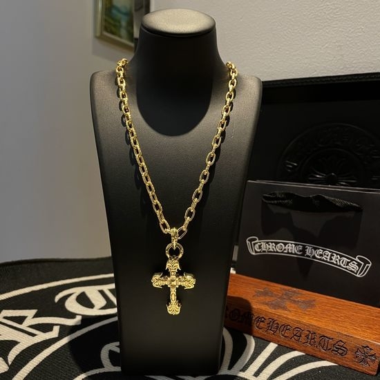 Chrome Hearts Vintage Flame Cross Pendant Necklace