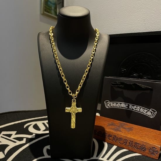 Chrome Hearts Golden Letter Engraved Pendant Chain Necklace
