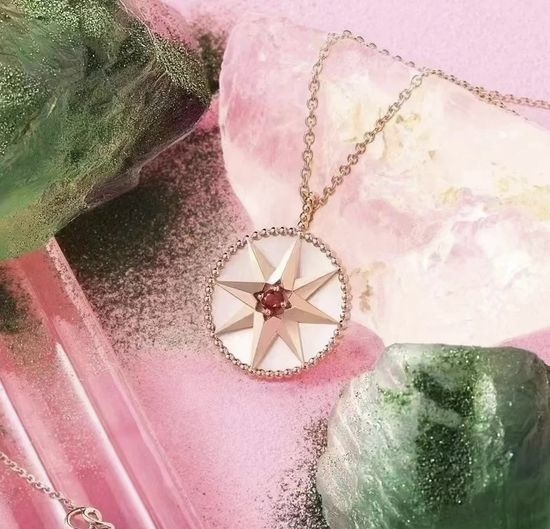 Christian Dior CD Dior s Quilted Rose Compass Pendant Necklace