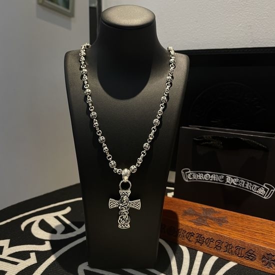 Chrome Hearts Skull Cross Pendant Necklace