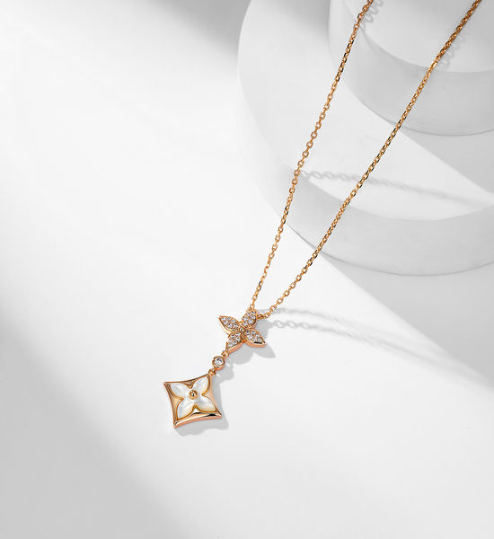 Louis Vuitton LV White Mother of Pearl Double Flower Necklace