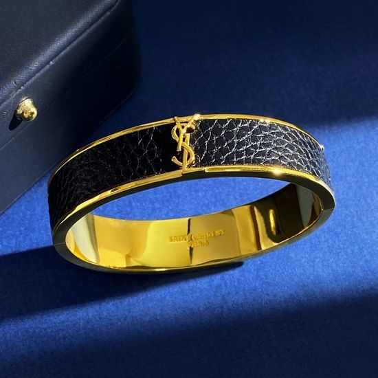 Yves Saint Laurent YSL Leather Strap Cuff Bangle