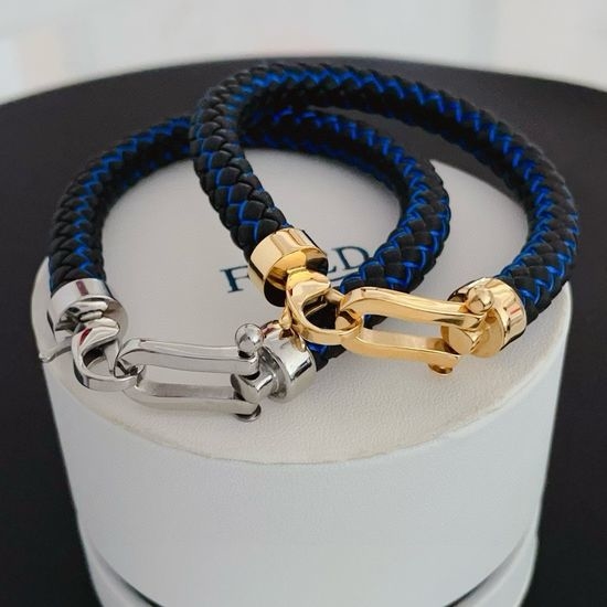 Fred Woven Leather Cord Horseshoe Buckle Bracelet