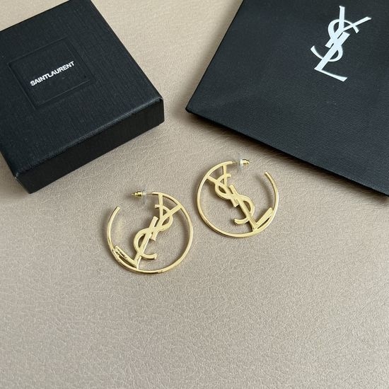 Yves Saint Laurent YSL Metal Stud Earrings Stylish Accessory