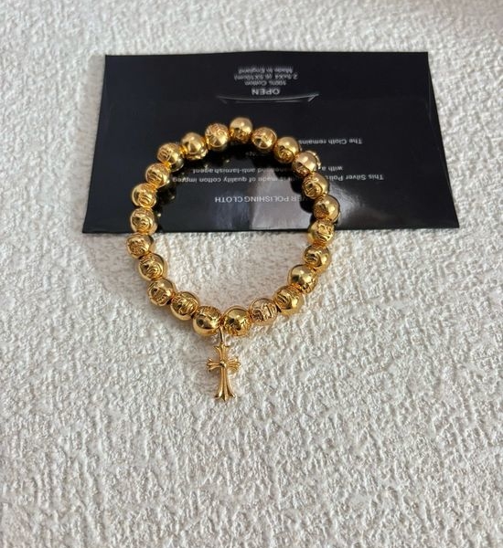 Chrome Hearts Gold Beaded Vintage Charm Bracelet