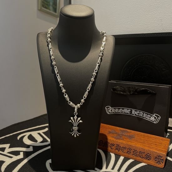 Chrome Hearts Cross Floral Ball Pendant Necklace