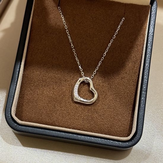 Tiffany & Co. Five Diamond Heart Pendant Necklace