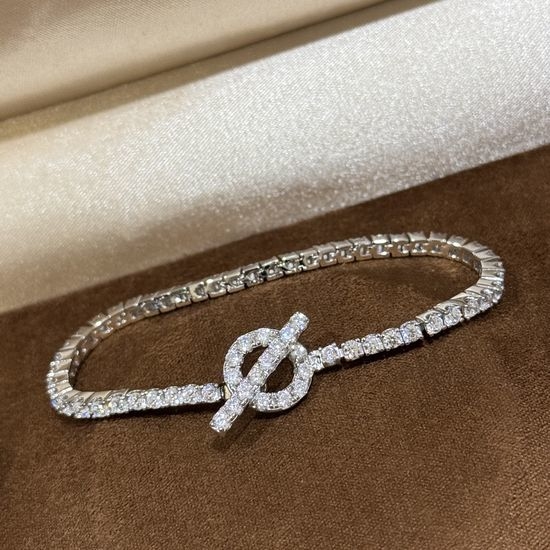 Harry Winston Diamond Bracelet Platinum Plated Shiny Jewelry