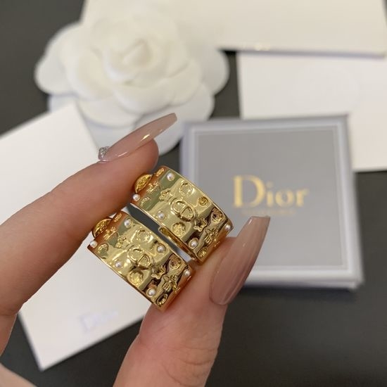 Christian Dior CD Moon Round Drop Hoop Earrings