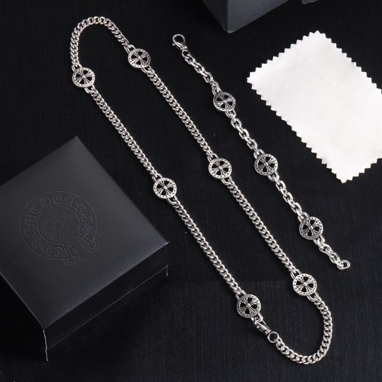 Chrome Hearts Cross Pendant Bracelet Necklace Set