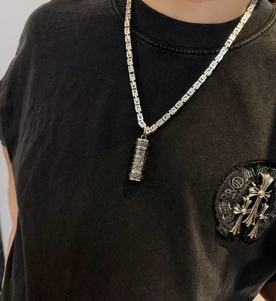 Chrome Hearts Retro Paperclip Letter Perfume Bottle Pendant Necklace