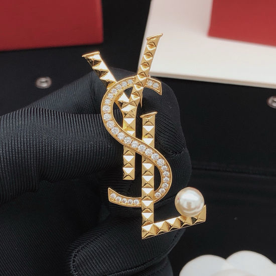 Yves Saint Laurent YSL New Style Brass Brooch
