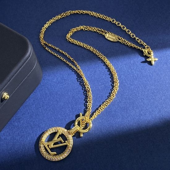 Louis Vuitton LV Diamond Hollow Out Brass Necklace
