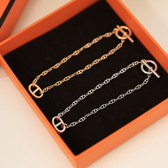 Hermes Delicate Pig Nose Shape Chain Bracelet