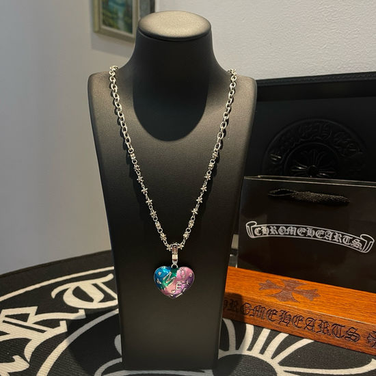 Chrome Hearts Vintage Purple Heart Pendant Necklace