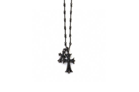 Chrome Hearts Two Tone Double Cross Pendant Necklace