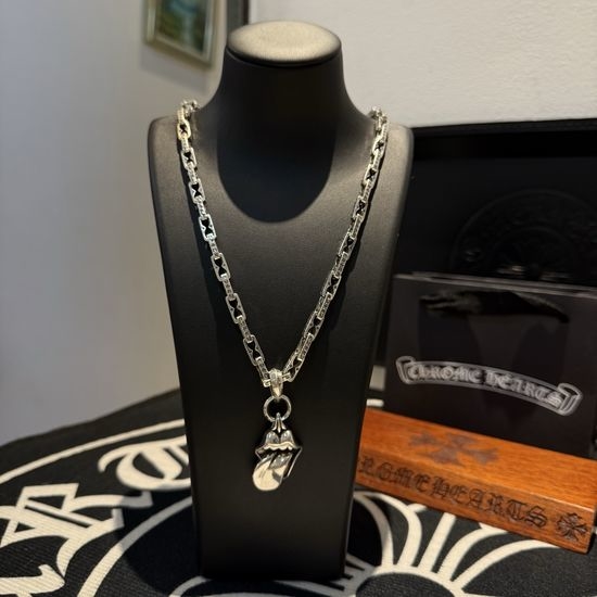 Chrome Hearts Vintage Cross Bold Letter Pendant Necklace