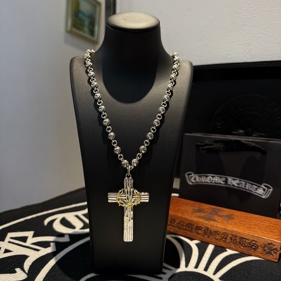 Chrome Hearts Vintage Floral Heart Pendant Necklace
