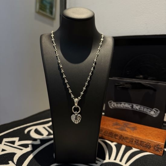 Chrome Hearts Twisted Rope Vine Heart Pendant Necklace
