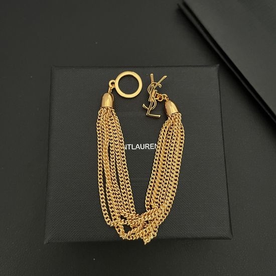 Yves Saint Laurent YSL Multi Layer Chain Letter Bracelet