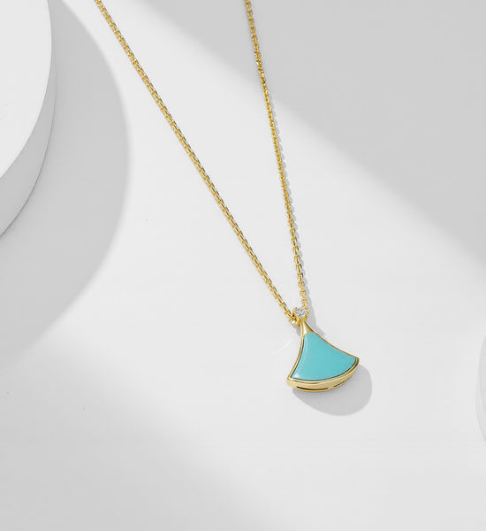 Bvlgari Turquoise Fan Shape Pendant Necklace