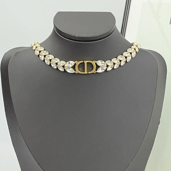 Christian Dior CD Crystal Wheat Chain Pendant Necklace