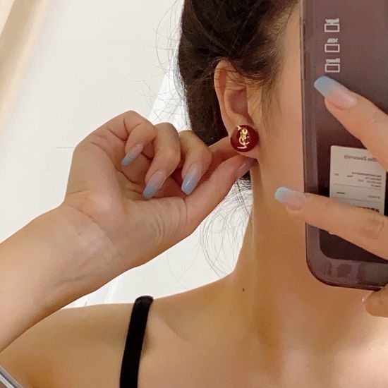 Yves Saint Laurent YSL Engraved Elegant Face-Flattering Earrings