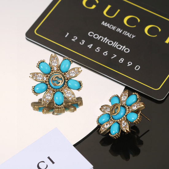 Gucci Letter Logo Glass Pearl Edge Earrings