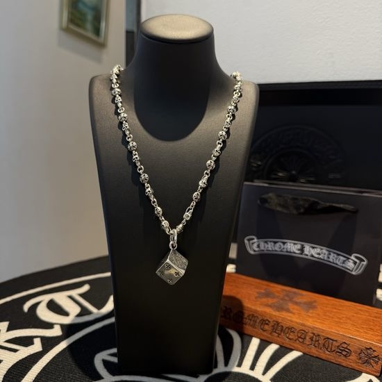 Chrome Hearts Cross Skull Dice Pendant Necklace