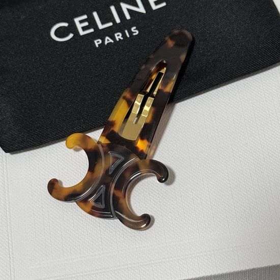 CELINE Vintage Tortoiseshell Hair Clip Accessory