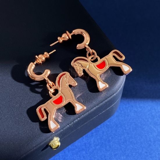 Hermes Horse Pendant Drop Dangle Earrings