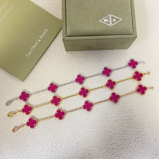 Van Cleef & Arpels VCA Fuchsia Four Leaf Clover Five Flower Bracelet