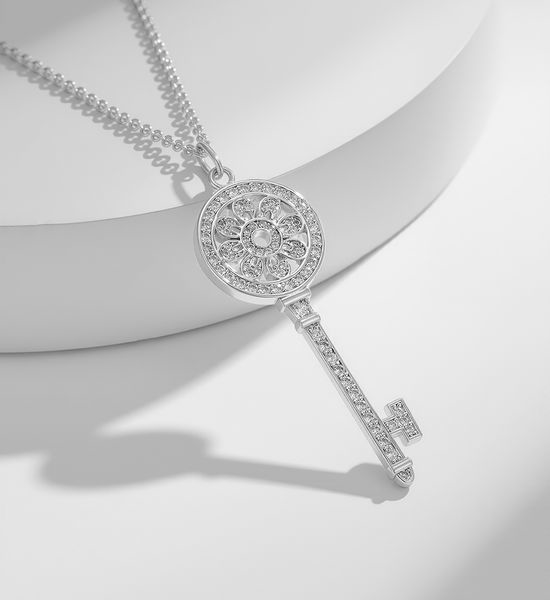 Tiffany & Co. Diamond Sunflower Pendant Necklace