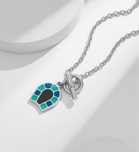 Hermes Horseshoe Shape Enamel Pendant Necklace