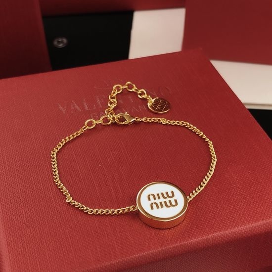 Miu Miu White Round Bracelet Brass Material