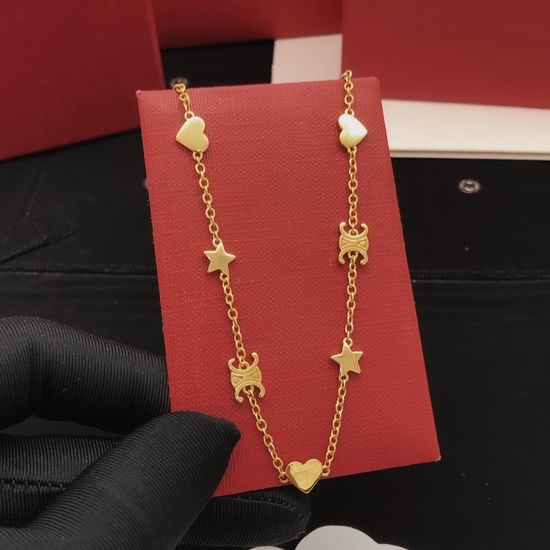 Celine Heart Shape Necklace Brass Material