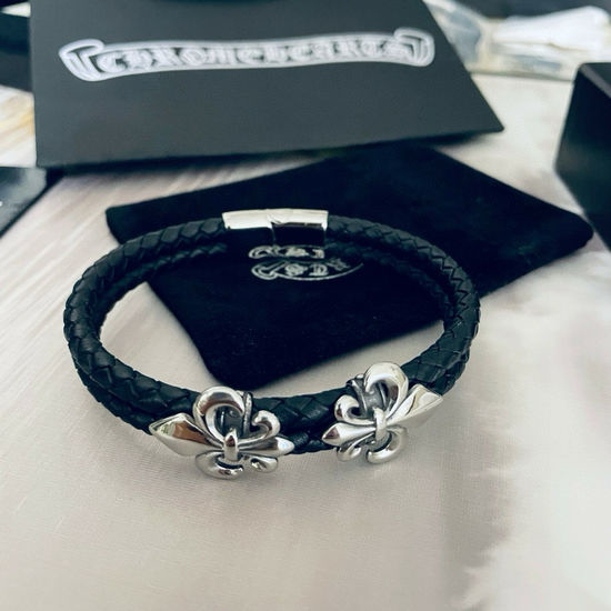 Chrome Hearts Classic Flower Leather Cord Bracelet
