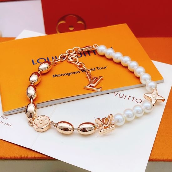 Louis Vuitton LV Rose Gold Pearl Brass Bracelet