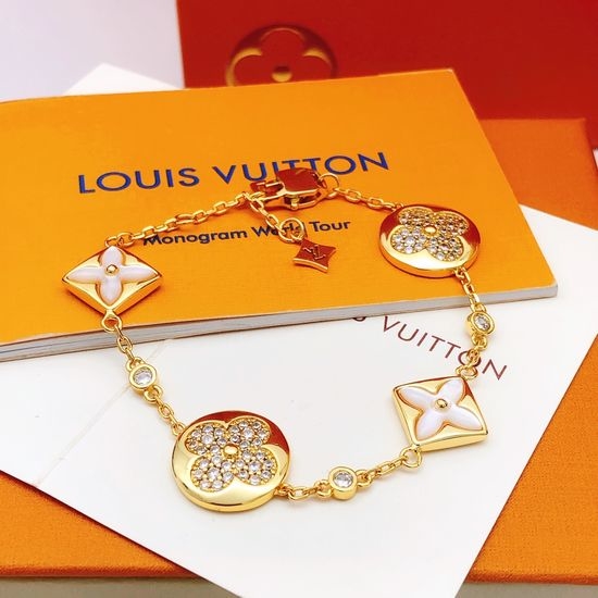 Louis Vuitton LV White Mother Of Pearl Bracelet Brass