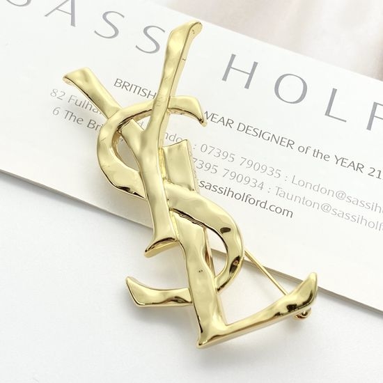 Yves Saint Laurent YSL Textured Lava Design Brooch For Suit Wear
