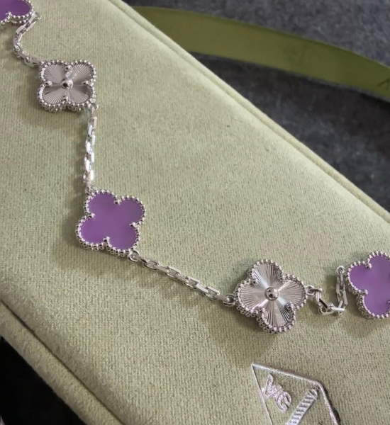 Van Cleef & Arpels VCA Violet Laser Five Flower Bracelet Diamond Necklace