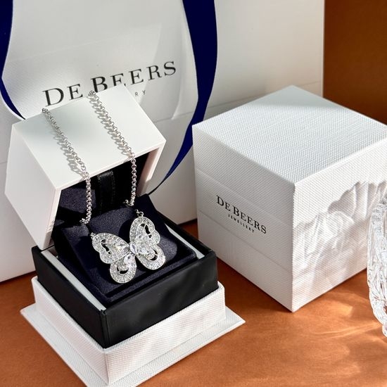 De Beers Diamond Butterfly Shape Gold Plated Necklace