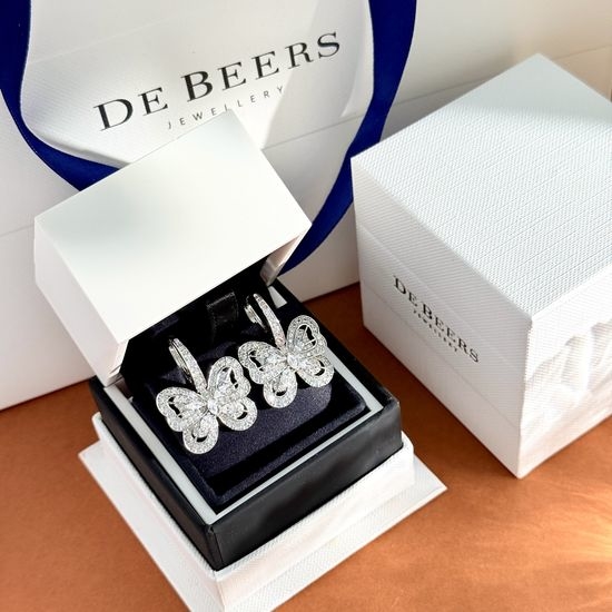 De Beers Diamond Butterfly Shape Gold Plated Earrings
