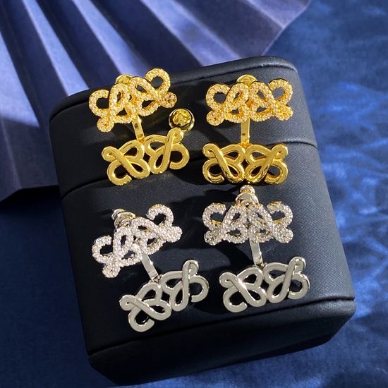 Loewe Half Diamond Square Letter Drop Earrings