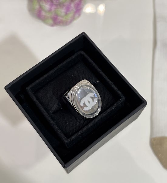 Chanel Enamel Oval Button Decorative Ring