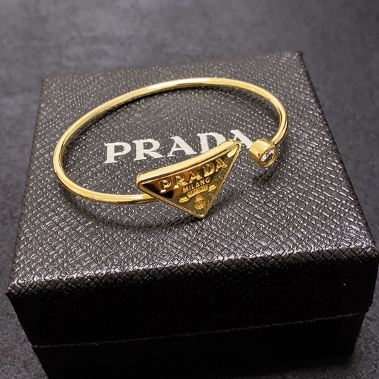 Prada Sparkly Triangle Rhinestone Gold Bracelet