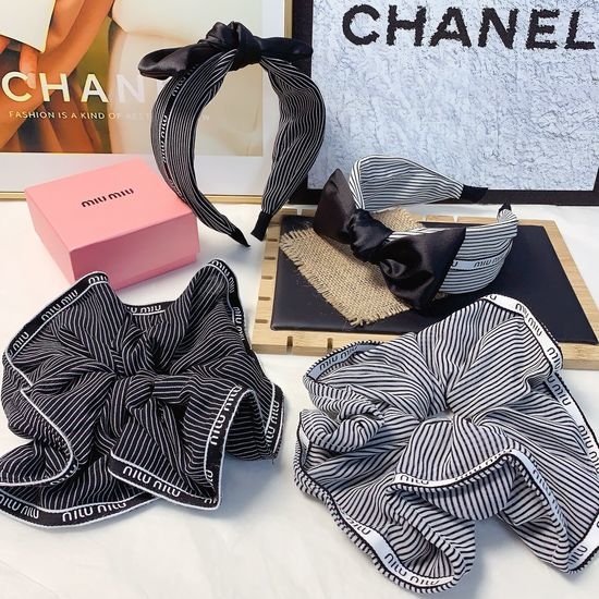 Miu Miu Chiffon Bow Logo Headband