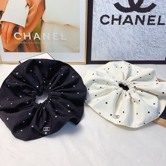 Chanel Large Polka Dot Scrunchie Hair Tie